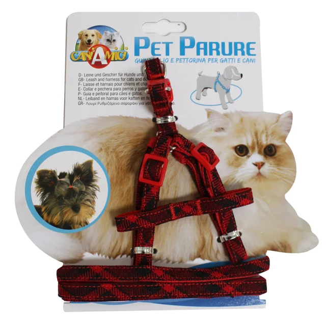 Набор ошейник с поводком Croci Gatto Scottish для котов, нейлон, красный, 23-33×1 см/120×1 см