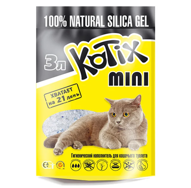 Силікагелевий наповнювач Kotix для котячого туалету, 3 л
