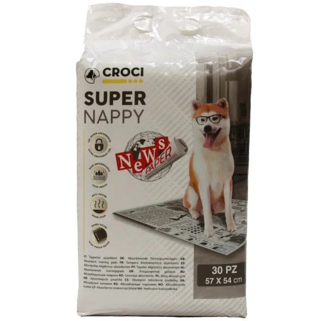 Пеленки Croci Super Nappy для собак, принт газета, 57×54 см, 60 шт