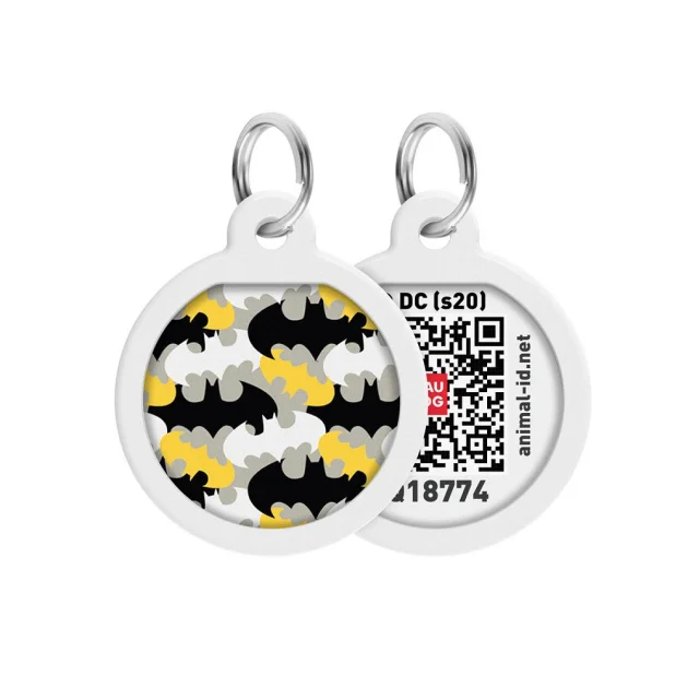 Адресник WAUDOG Smart ID з QR-паспортом, малюнок "Бетмен візерунок", діаметр 25 мм