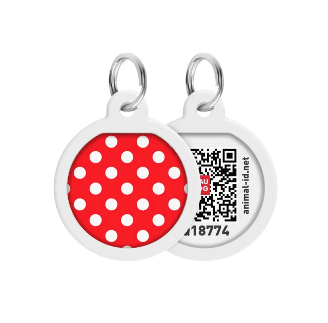 Адресник WAUDOG Smart ID с QR-паспортом, рисунок "Горох", диаметр 25 мм