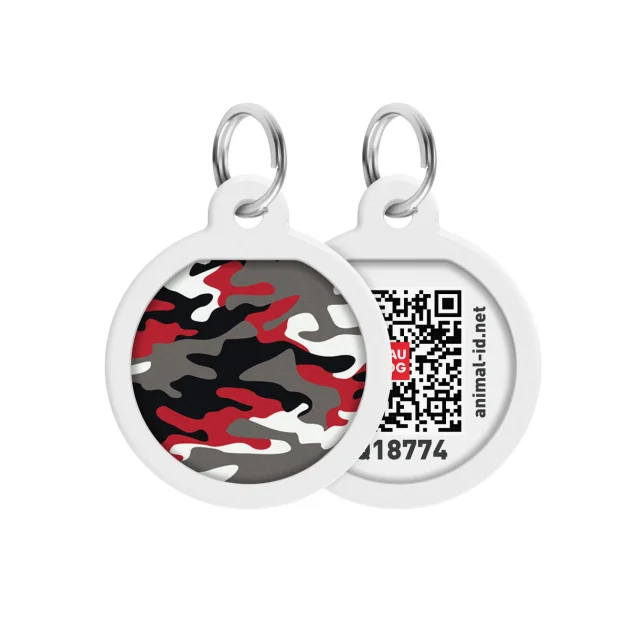 Адресник WAUDOG Smart ID с QR-паспортом, рисунок "Камо серый", диаметр 25 мм