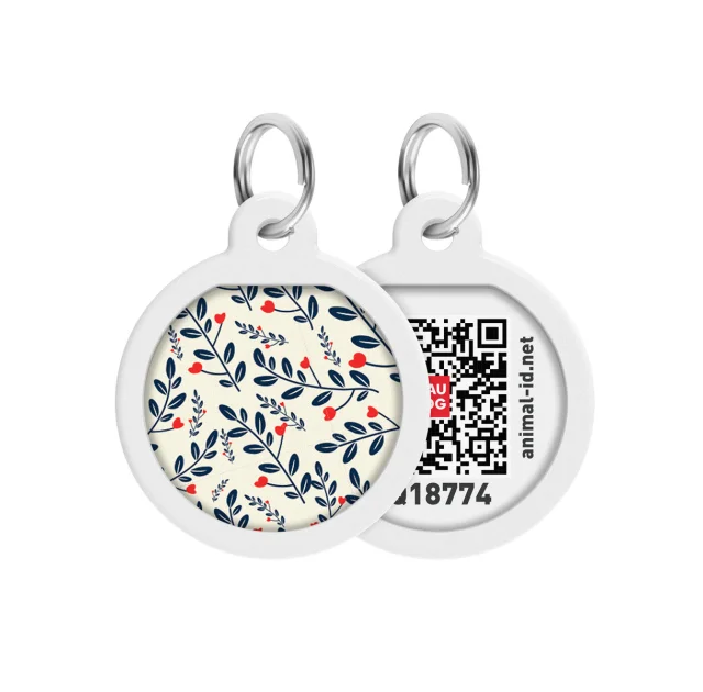 Адресник WAUDOG Smart ID с QR-паспортом, рисунок "Растения", диаметр 25 мм