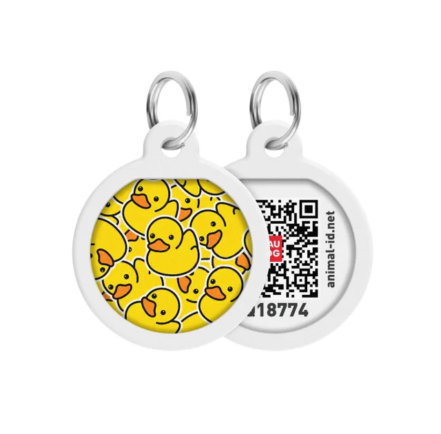 Адресник WAUDOG Smart ID с QR-паспортом, рисунок "Уточки", диаметр 25 мм