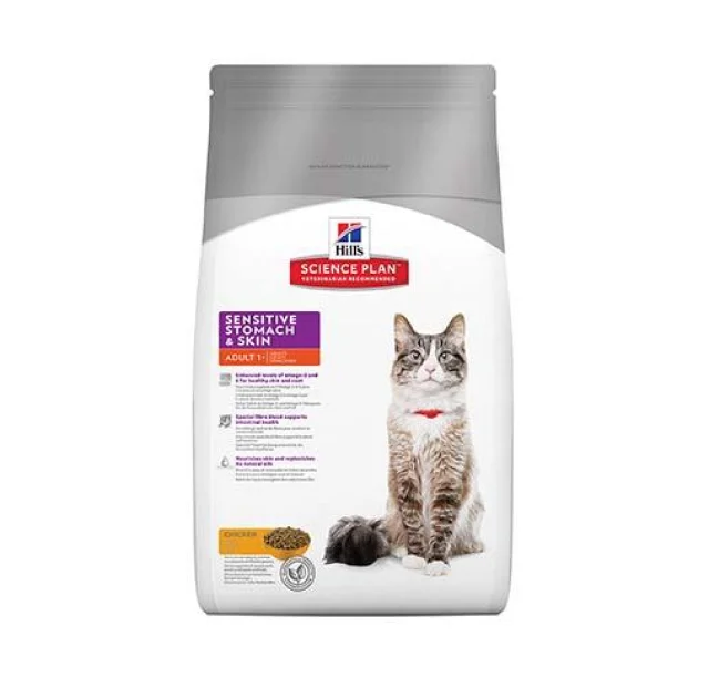 Сухой корм Hill's Science Plan Feline Adult Sensitive Stomach & Skin для кошек, с курицей, 5 кг