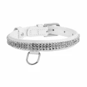 Ошейник Brilliance со стразами, ширина 15 мм, длина 27-36 см, белый