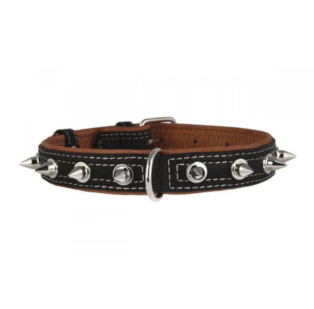 Ошейник Waudog Soft с шипами, черный верх, ширина 20 мм, длина 30-39 см