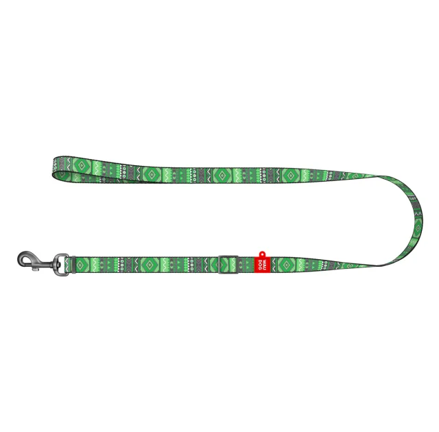 Повідець WAUDOG Nylon для собак, Етно зелений, ширина 15 мм, довжина 152-183 см