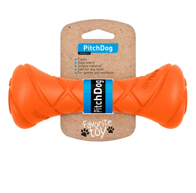 Игровая гантель для апортировки PitchDog для собак, длина 19 см, диаметр 7 см, оранжевый