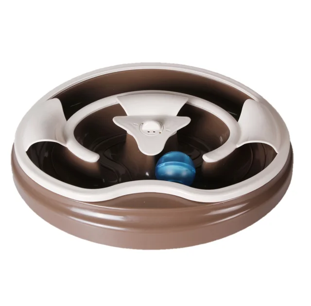 Игрушка для кота AnimAll CrazZzy, трек с музыкальным мячом, коричневая