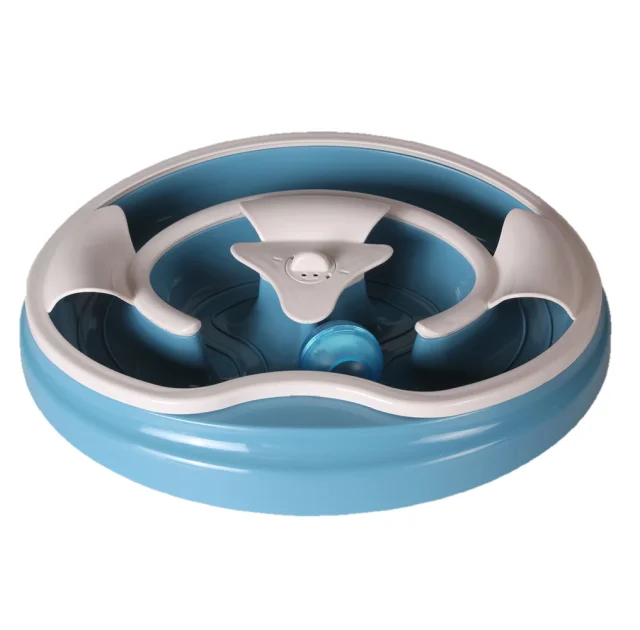 Игрушка для кота AnimAll CrazZzy, трек с музыкальным мячом, синяя