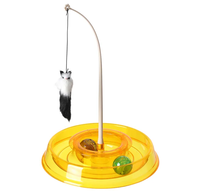 Іграшка для кота AnimAll CrazZzy, трек з м'ячем і мишкою, жовта