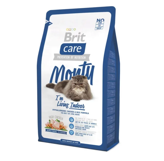 Сухой корм Brit Care Cat Monty I am Living Indoor, для кошек живущих в помещении, 2 кг