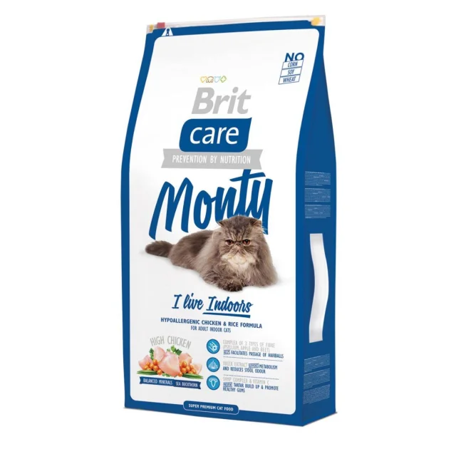 Сухой корм Brit Care Cat Monty I am Living Indoor, для кошек живущих в помещении, 7 кг
