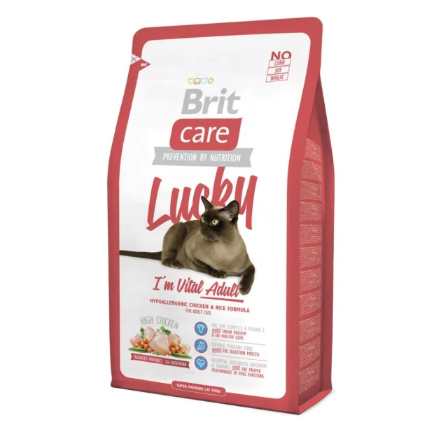 Сухой корм Brit Care Cat Lucky I am Vital Adult, для взрослых кошек, 2 кг
