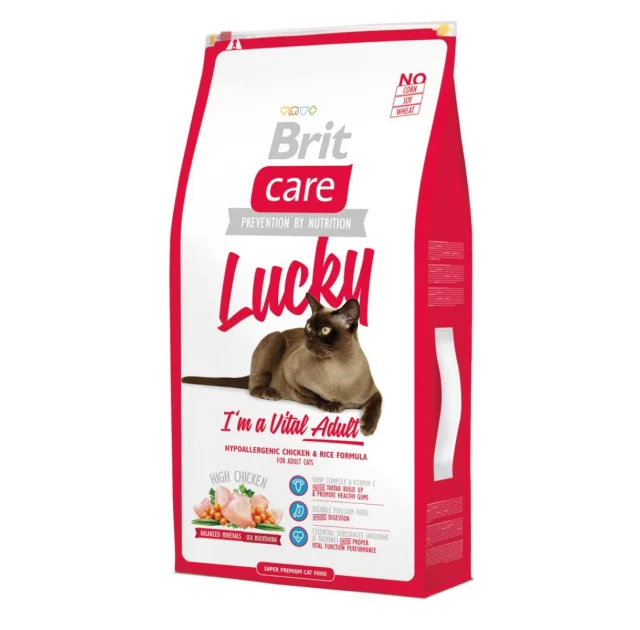 Сухой корм Brit Care Cat Lucky I am Vital Adult, для взрослых кошек, 7 кг