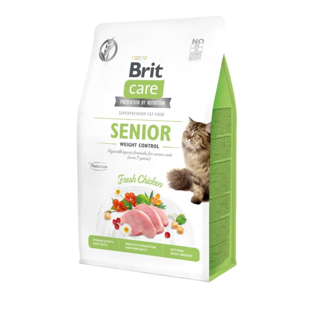 Сухой корм Brit Care Cat GF Senior Weight Control, для взрослых кошек, 0.4 кг