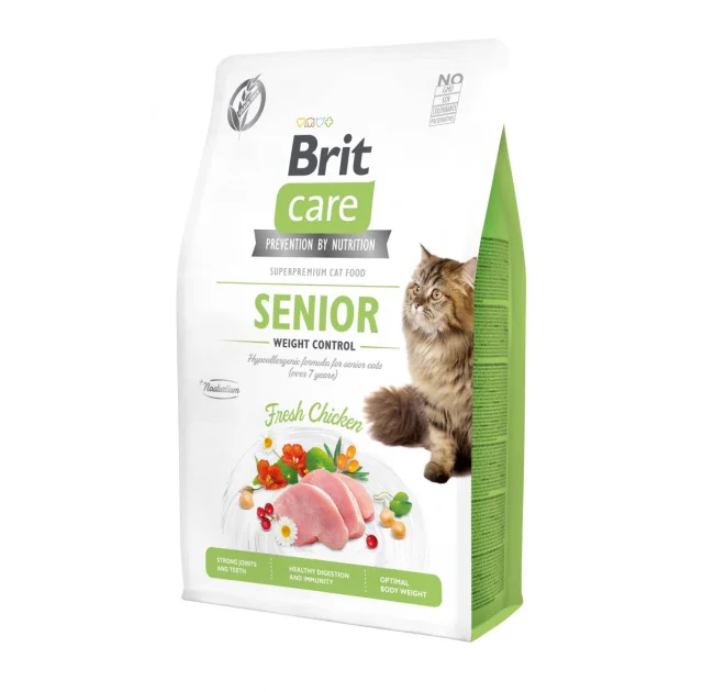 Сухой корм Brit Care Cat GF Senior Weight Control, для взрослых кошек, 2 кг