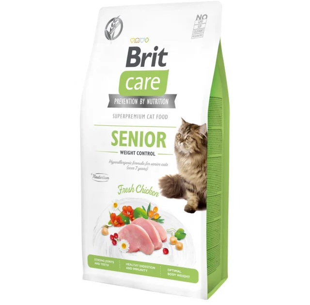Сухой корм Brit Care Cat GF Senior Weight Control, для взрослых кошек, 7 кг