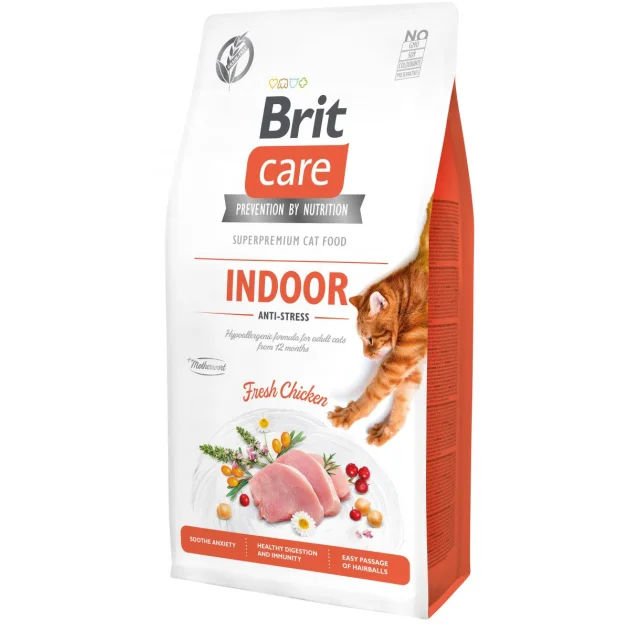Сухой корм Brit Care Cat GF Indoor Anti-stress, для кошек, 7 кг