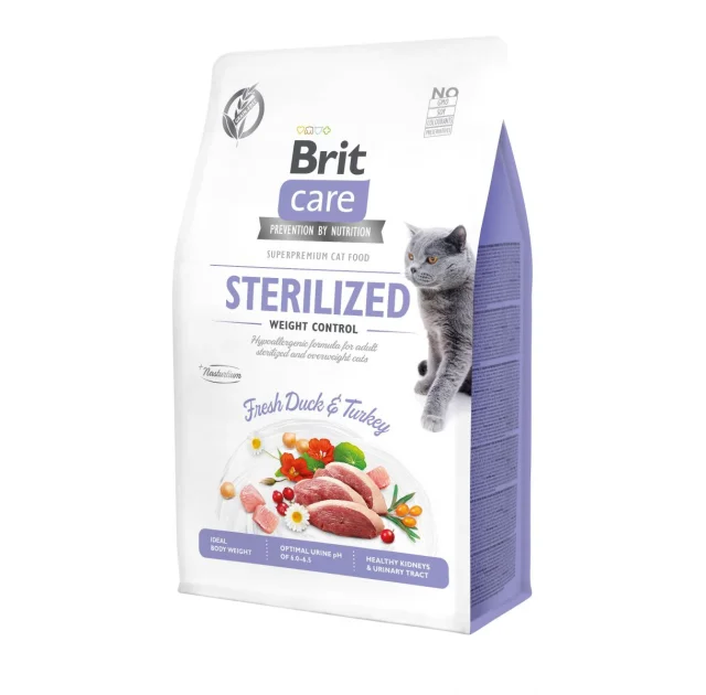 Сухой корм Brit Care Cat GF Sterilized Weight Control, для взрослых кошек, 0,4 кг