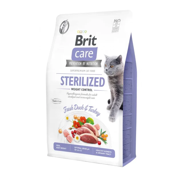 Сухой корм Brit Care Cat GF Sterilized Weight Control, для взрослых кошек, 2 кг