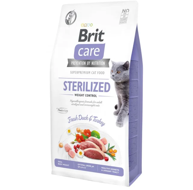 Сухой корм Brit Care Cat GF Sterilized Weight Control, для взрослых кошек, 7 кг