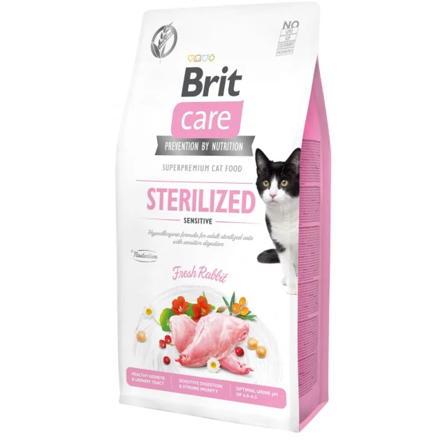 Сухой корм Brit Care Cat GF Sterilized Sensitive, для кошек с чувствительным пищеварением, 7 кг