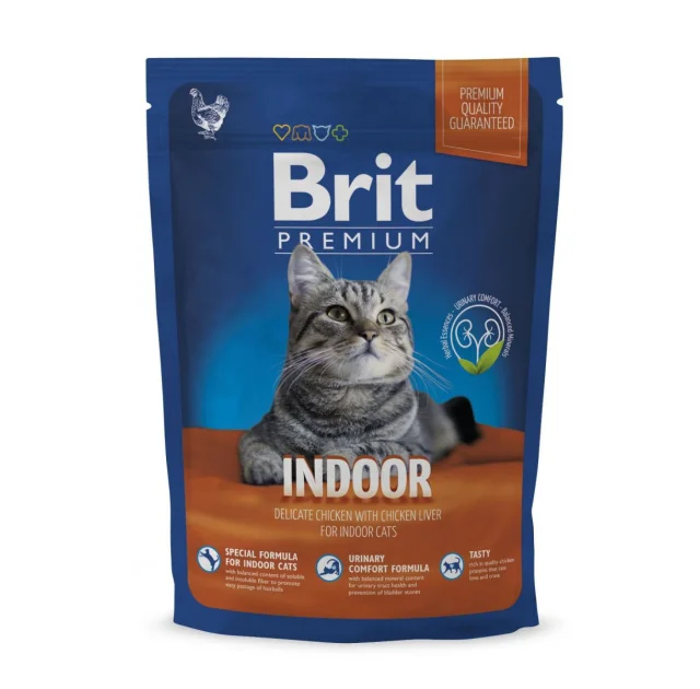 Сухой корм Brit Premium Cat Indoor, для кошек, 0.8 кг