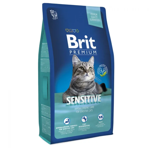 Сухой корм Brit Premium Cat Sensitive, для кошек с чувствительным пищеварением, 8 кг