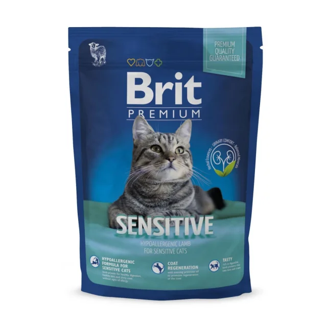 Сухой корм Brit Premium Cat Sensitive, для кошек с чувствительным пищеварением, 1.5 кг