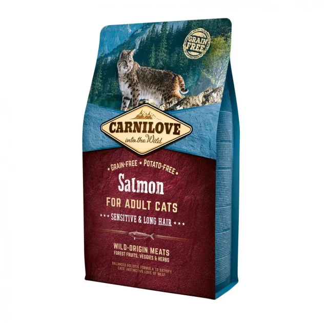 Сухий корм Carnilove Cat Sensitive & Long Hair, для кішок з чутливим травленням, 2 кг