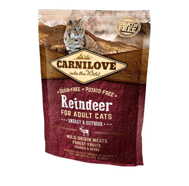 Сухой корм Carnilove Cat Energy & Outdoor, для кошек, северный олень, 0.4 кг