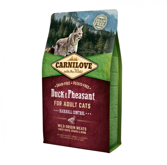 Сухий корм Carnilove Cat Hairball Controll, для кішок, для виведення шерсті, качка, фазан, 2 кг