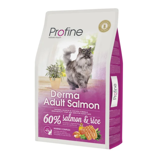 Сухой корм Profine Cat Derma, для кошек, с лолосем и рисом, 10 кг