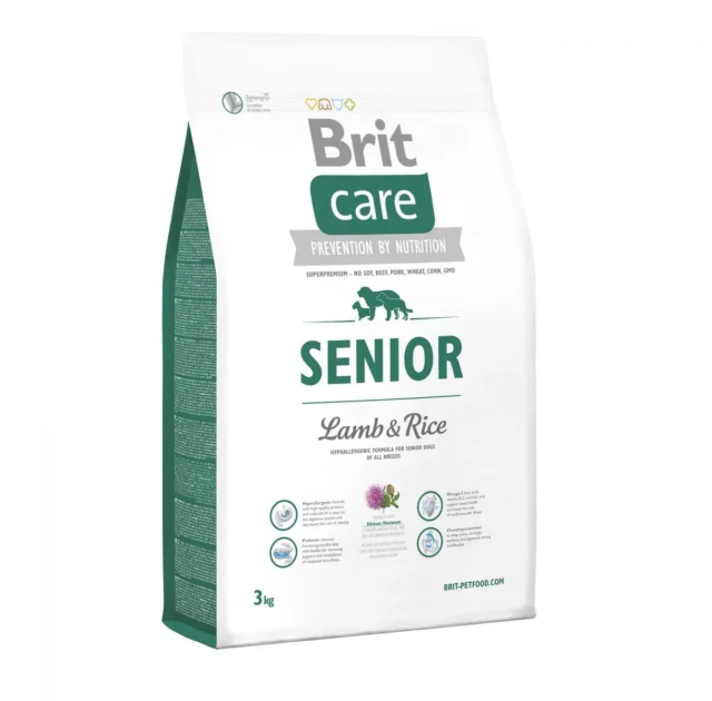 Сухой корм Brit Care Senior Lamb & Rice, для пожилых собак, 3 кг