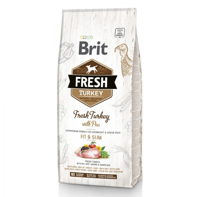 Сухий корм Brit Turkey / Pea Light Fit & Slim Adult, для собак, 12 кг