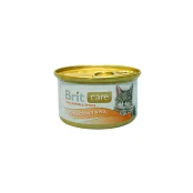 Консерва Brit Care Cat, для кошек, тунец, морковь и горох, 80 г