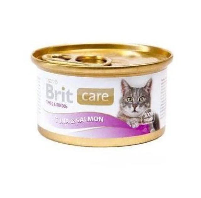 Консерва Brit Care Cat, для кошек, тунец и лосось, 80 г