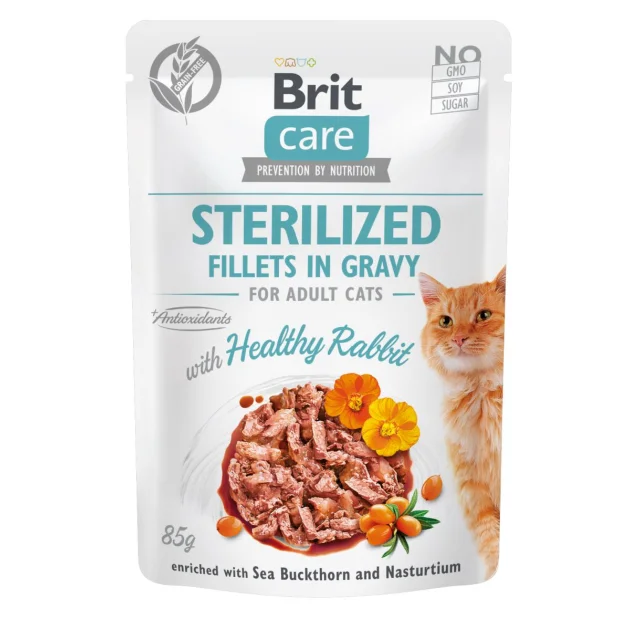 Влажный корм Brit Care Cat, для кошек, филе в соусе с мясом кролика, 85 г