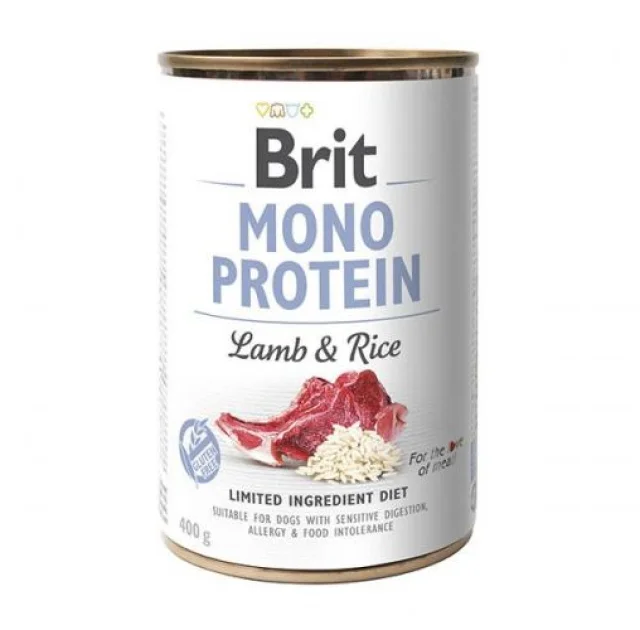 Консерва Brit Mono Protein Dog, для собак, з ягням і темним рисом, 400 г