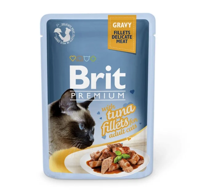 Влажный корм Brit Premium Cat, для кошек, филе тунца в соусе, 85 г