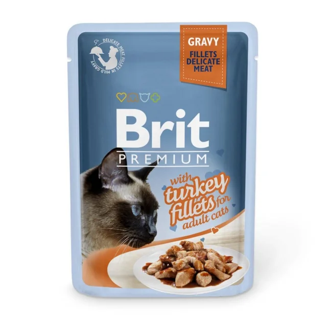 Влажный корм Brit Premium Cat, для кошек, филе индейки в соусе, 85 г