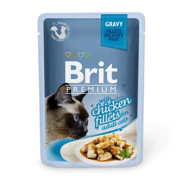 Влажный корм Brit Premium Cat, для кошек, филе курицы в соусе, 85 г