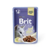 Влажный корм Brit Premium Cat, для кошек, филе говядины в желе, 85 г