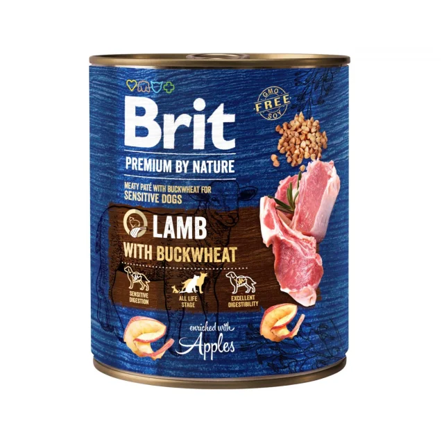 Консерва Brit Premium by Nature, для собак, ягня з гречкою, 800 г