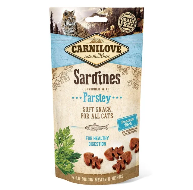Лакомство Carnilove Cat Semi Moist Snack, для кошек, сардина, петрушка, 50 г