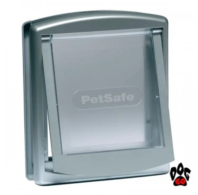 Пластикові двері PetSafe для собак і котів до 7 кг, для вхідних дверей, сіра, 23.6×19.8 см