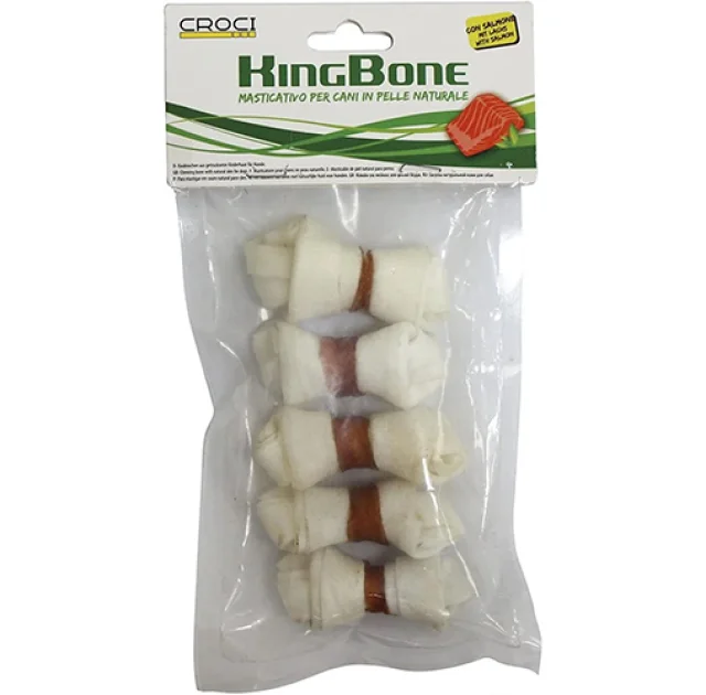 Кость Croci King Bone Salmon для собак, узловая, с лососем, 5 см, 10 г, 5 шт/уп, цена за упаковку