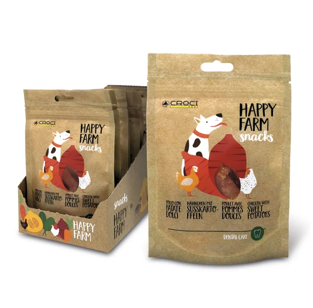 Ласощі м'ясне Croci Happy Farm, для собак, картопля з куркою, 80 г, 12 пач / уп, ціна за 1 пачку